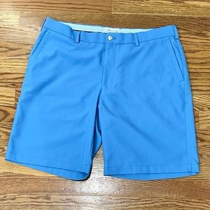Peter Millar Crown Salem High Drape Flat Front Shorts. Size 36. Blue.